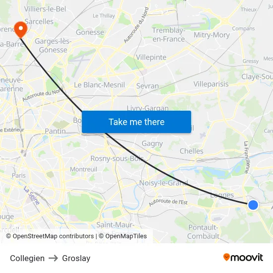 Collegien to Groslay map