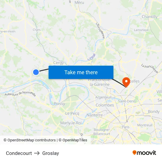 Condecourt to Groslay map