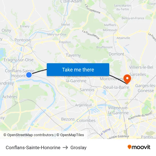 Conflans-Sainte-Honorine to Groslay map