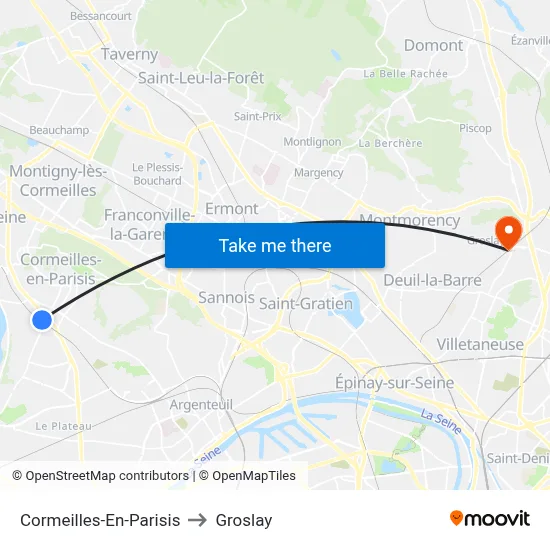 Cormeilles-En-Parisis to Groslay map