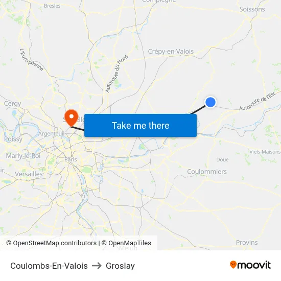 Coulombs-En-Valois to Groslay map