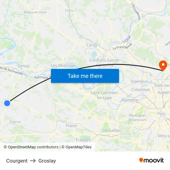 Courgent to Groslay map