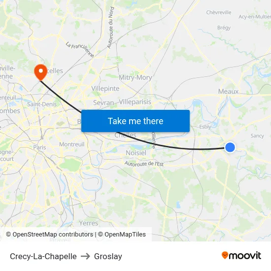 Crecy-La-Chapelle to Groslay map