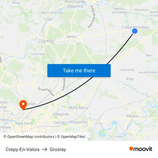 Crepy-En-Valois to Groslay map