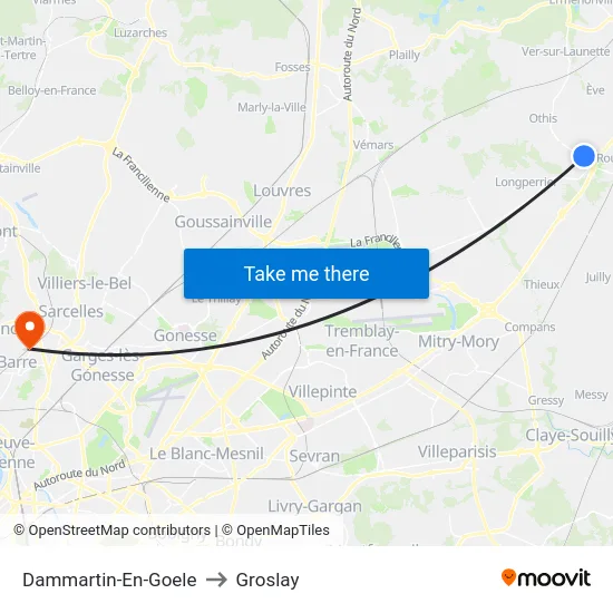 Dammartin-En-Goele to Groslay map