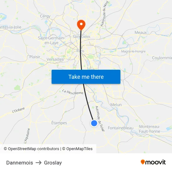 Dannemois to Groslay map