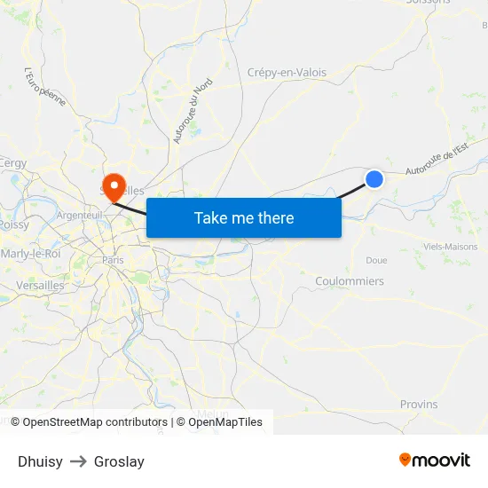 Dhuisy to Groslay map