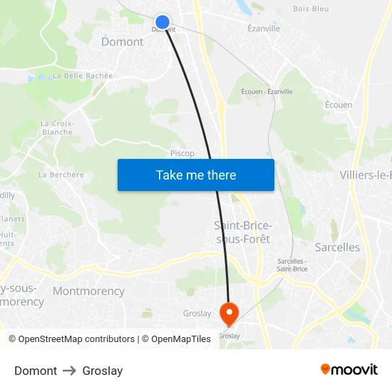 Domont to Groslay map