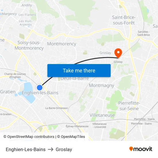 Enghien-Les-Bains to Groslay map