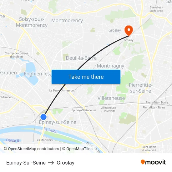 Epinay-Sur-Seine to Groslay map