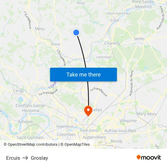 Ercuis to Groslay map