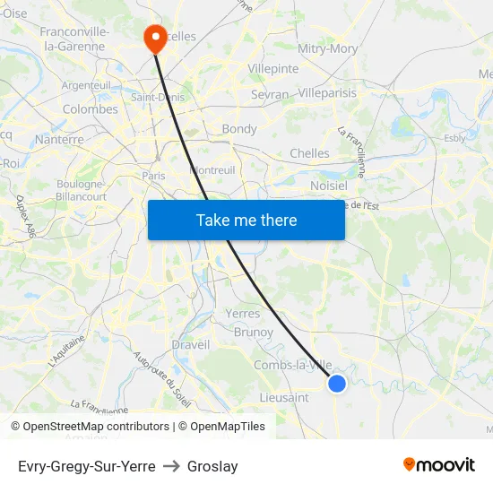 Evry-Gregy-Sur-Yerre to Groslay map