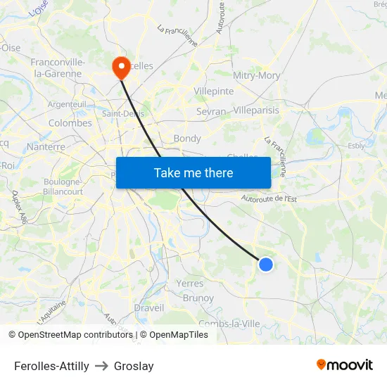 Ferolles-Attilly to Groslay map