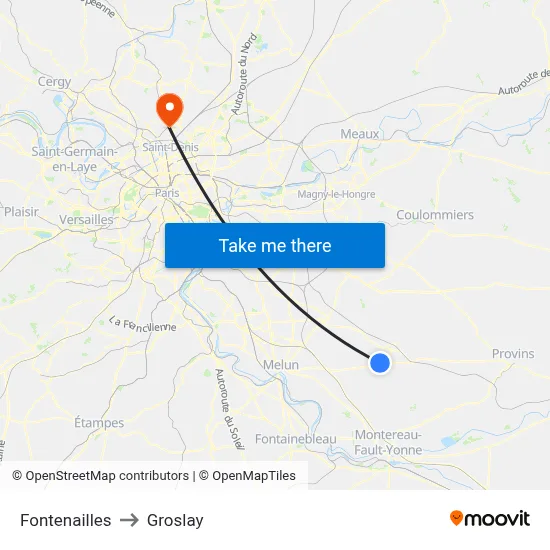 Fontenailles to Groslay map