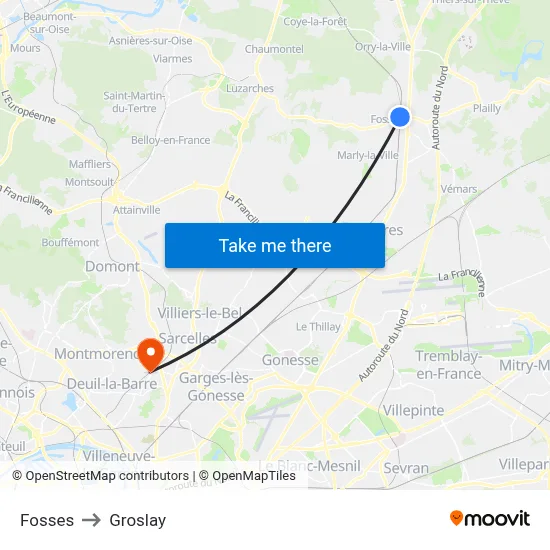 Fosses to Groslay map