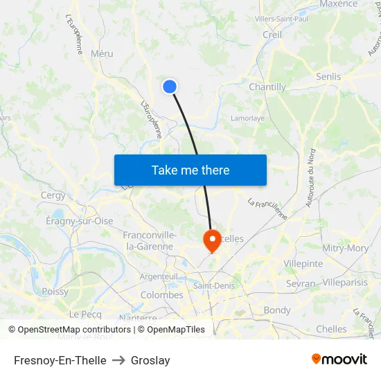 Fresnoy-En-Thelle to Groslay map