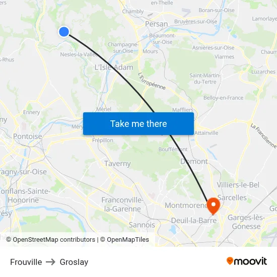Frouville to Groslay map
