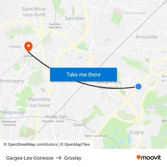 Garges-Les-Gonesse to Groslay map
