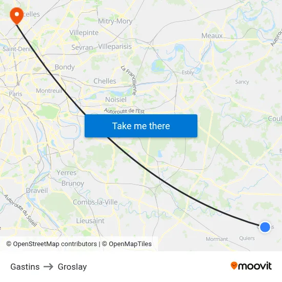 Gastins to Groslay map