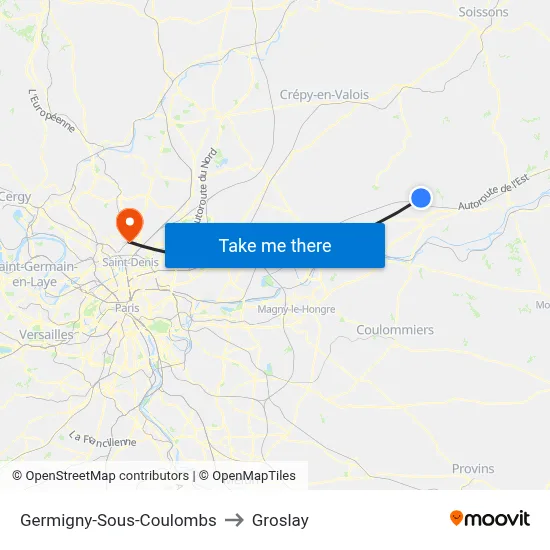 Germigny-Sous-Coulombs to Groslay map