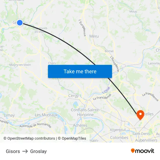 Gisors to Groslay map