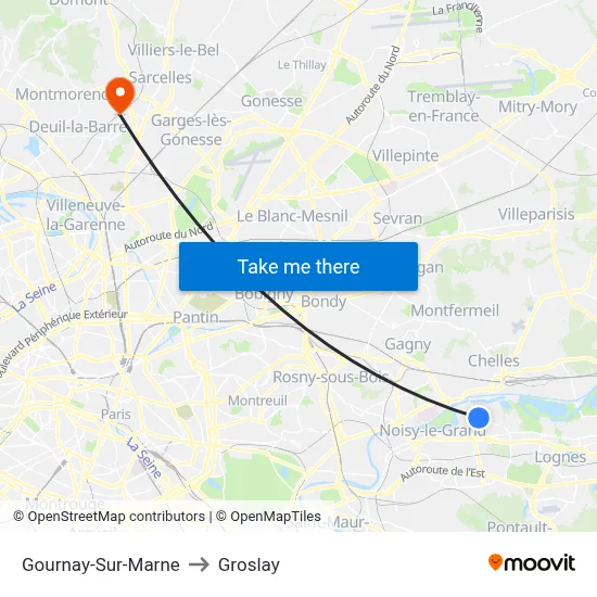 Gournay-Sur-Marne to Groslay map