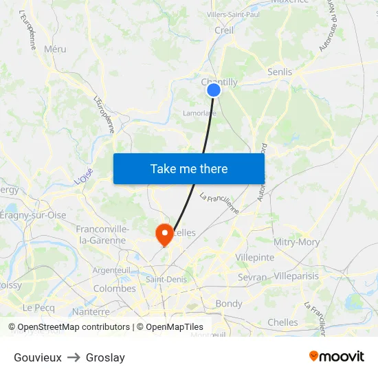 Gouvieux to Groslay map