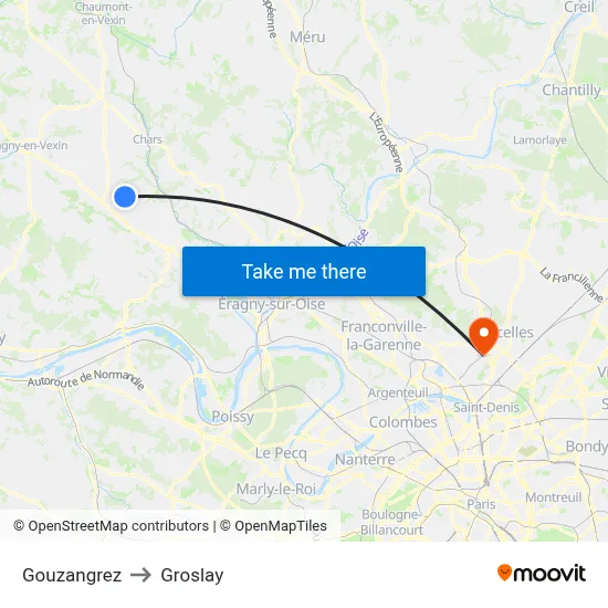 Gouzangrez to Groslay map