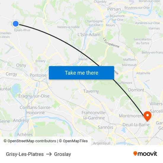 Grisy-Les-Platres to Groslay map