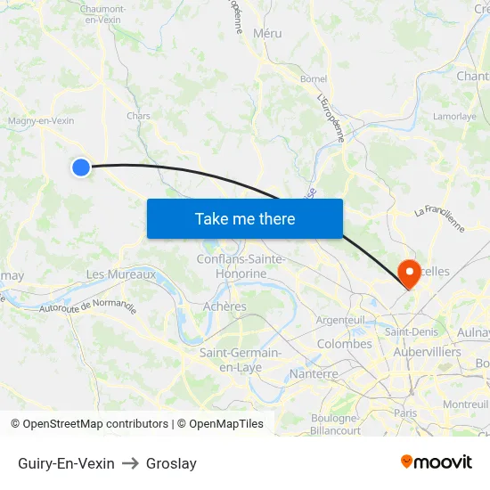 Guiry-En-Vexin to Groslay map