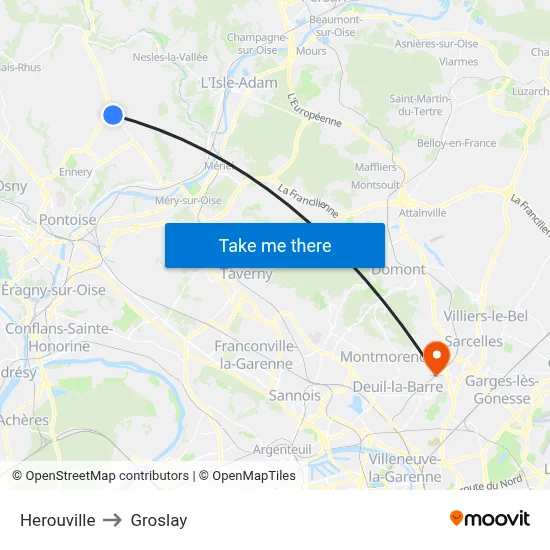 Herouville to Groslay map