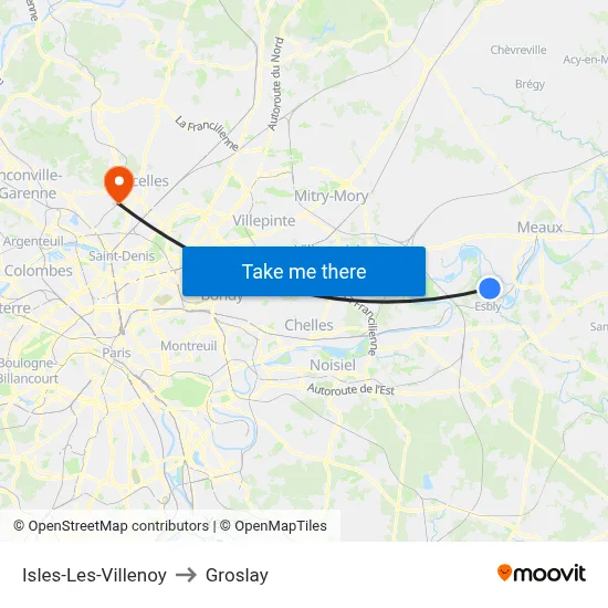 Isles-Les-Villenoy to Groslay map