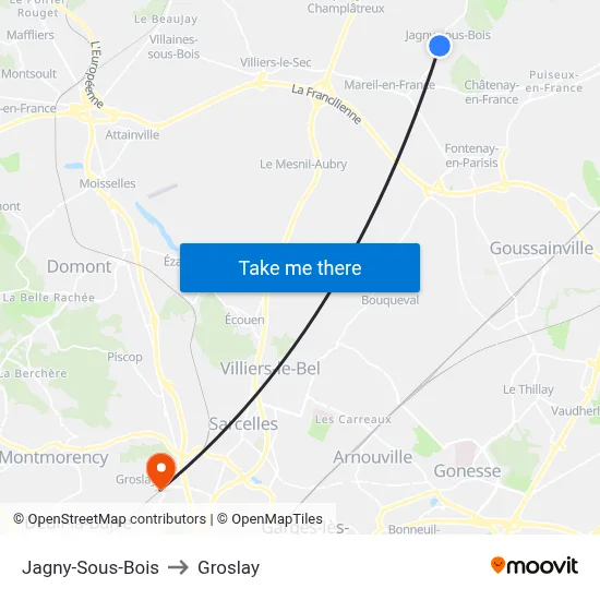 Jagny-Sous-Bois to Groslay map