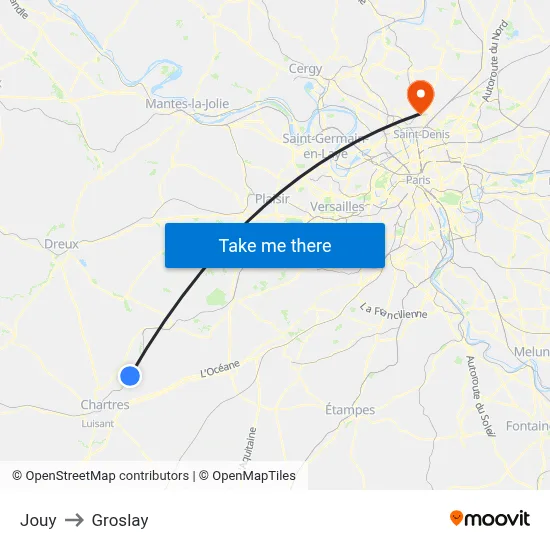Jouy to Groslay map