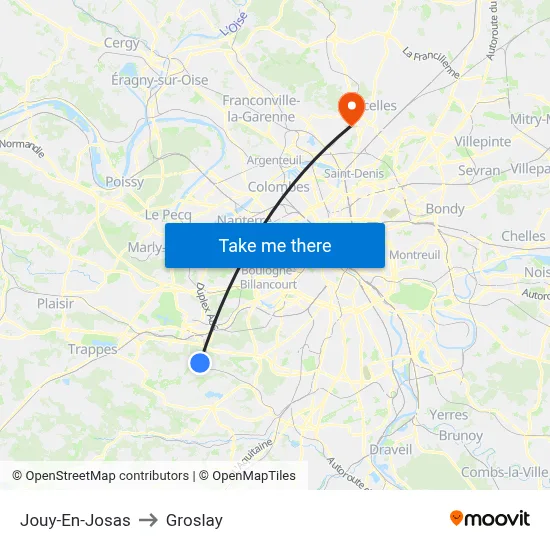 Jouy-En-Josas to Groslay map