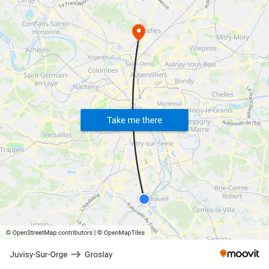 Juvisy-Sur-Orge to Groslay map