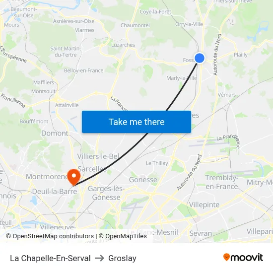 La Chapelle-En-Serval to Groslay map