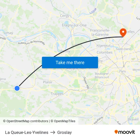 La Queue-Les-Yvelines to Groslay map