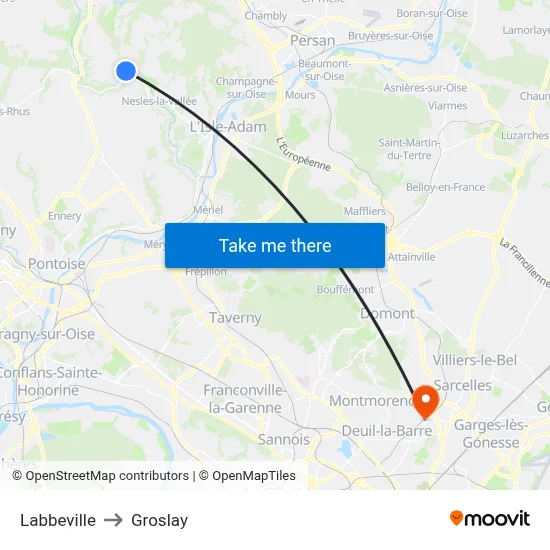 Labbeville to Groslay map
