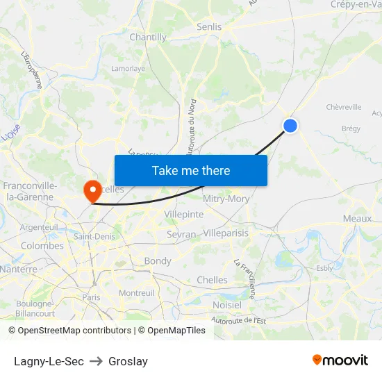 Lagny-Le-Sec to Groslay map