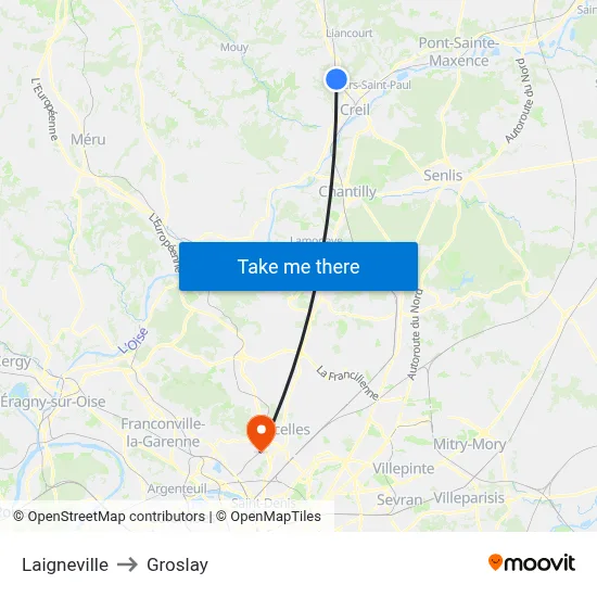 Laigneville to Groslay map