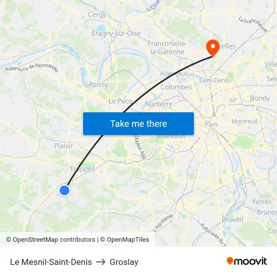 Le Mesnil-Saint-Denis to Groslay map