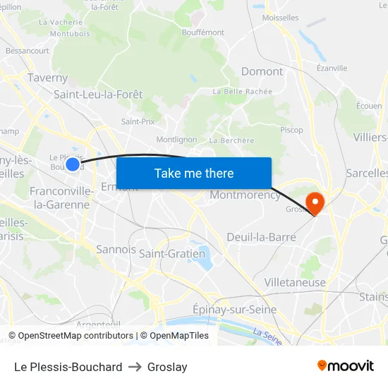Le Plessis-Bouchard to Groslay map