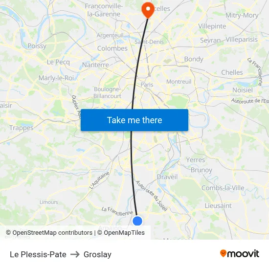 Le Plessis-Pate to Groslay map