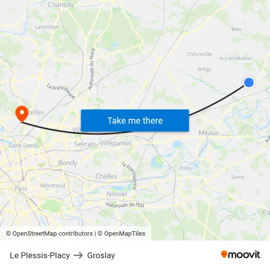 Le Plessis-Placy to Groslay map