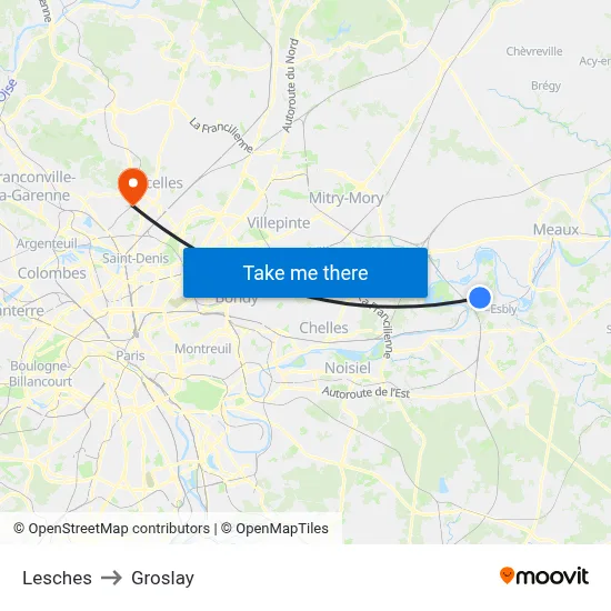 Lesches to Groslay map