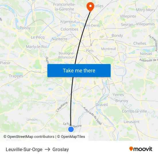 Leuville-Sur-Orge to Groslay map