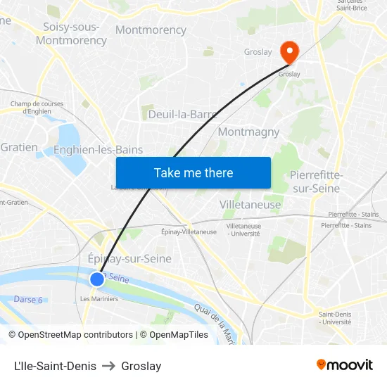 L'Ile-Saint-Denis to Groslay map