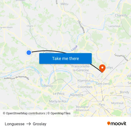 Longuesse to Groslay map
