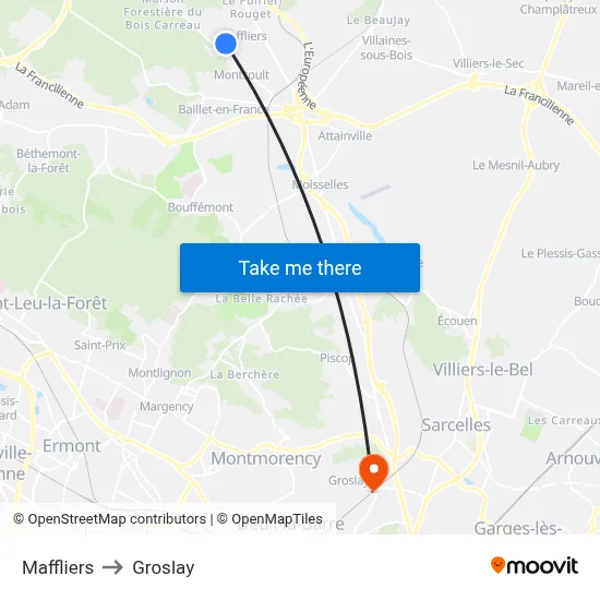 Maffliers to Groslay map